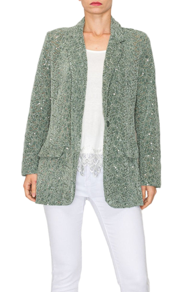 Lace and Sequin Blazer Jacket