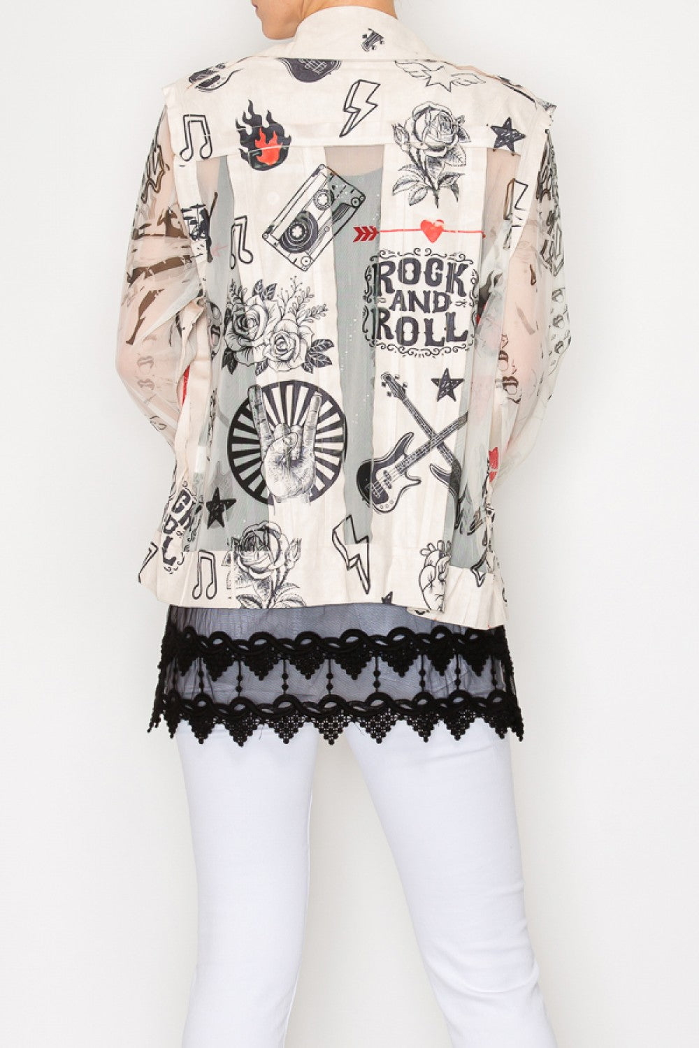 Faux Suede Trimmed Mesh Jacket