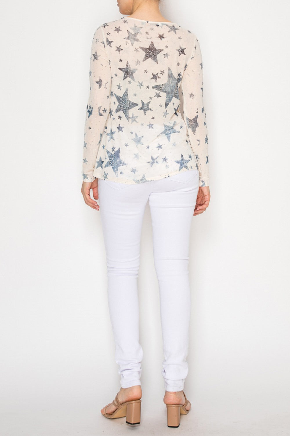 Long Sleeve Mesh Top with Sparkly Details