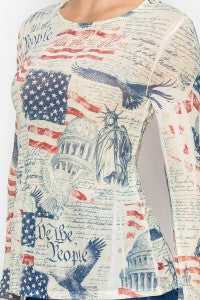 Long Sleeve Mesh Top with Sparkly Details