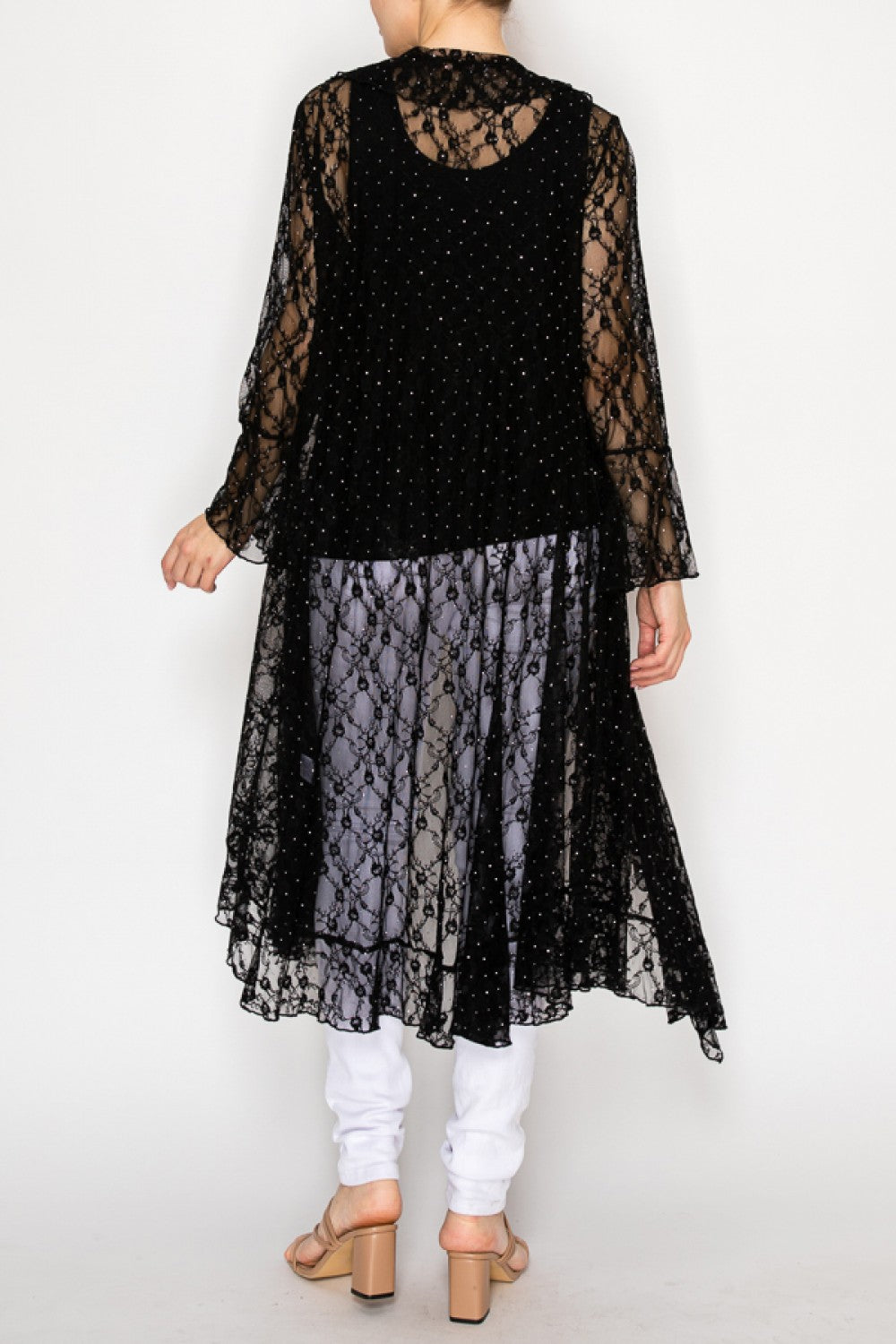 Long Cardigan Duster with Ruffled Detailing