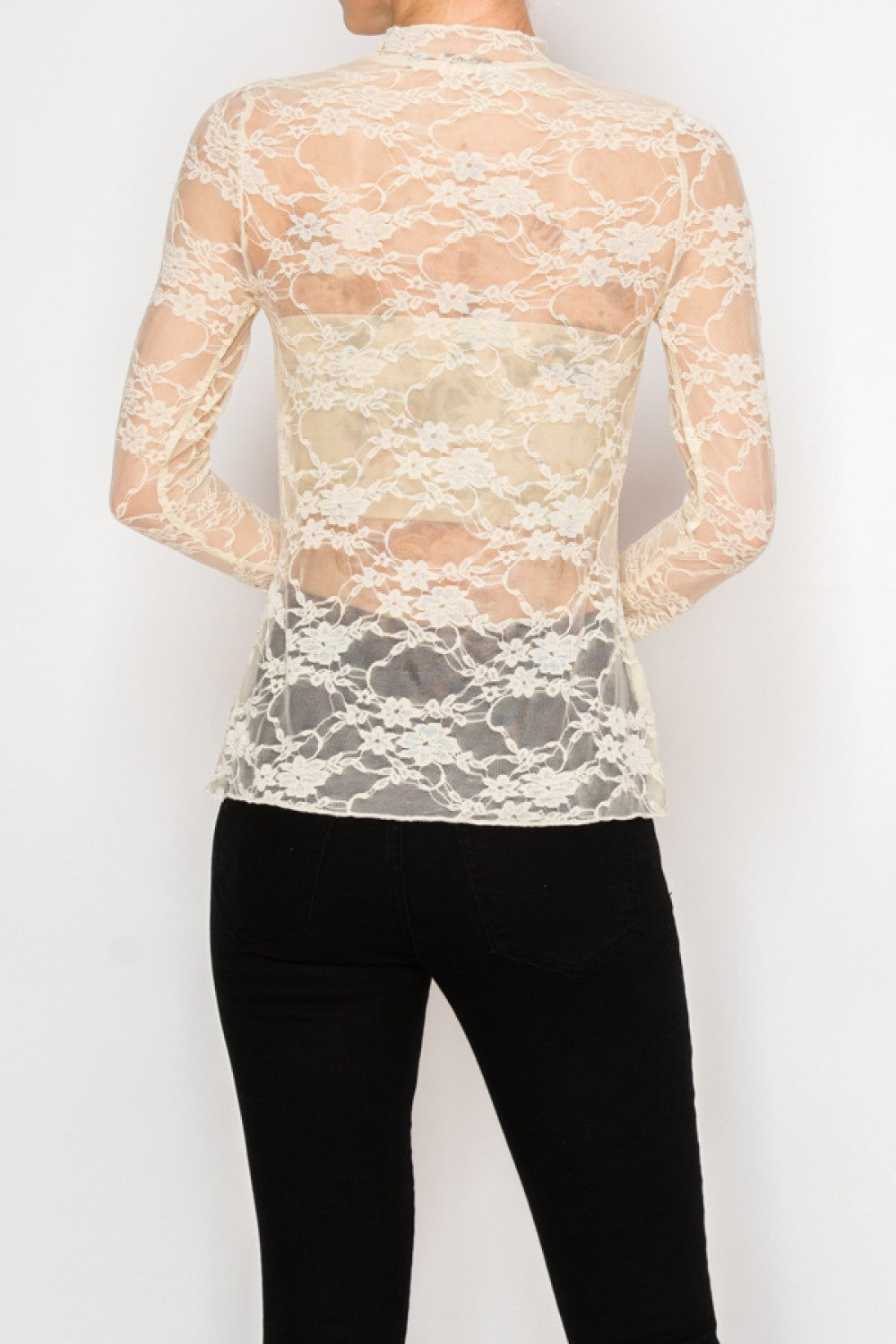 All Lace Sheer Long Sleeve Top