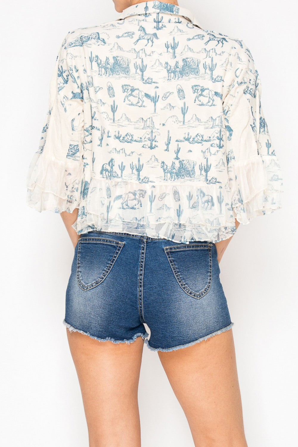 Cropped Jacket with Ruffle Details