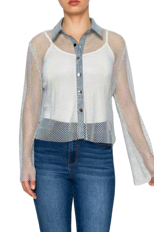 L/S Sparkly Mesh Shirt