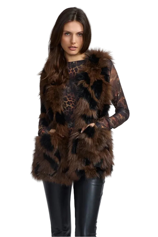 Side Buckle Faux Fur Vest