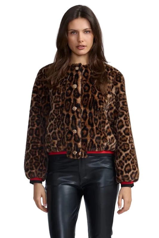 Leopard Faux Fur Bomber Jacket