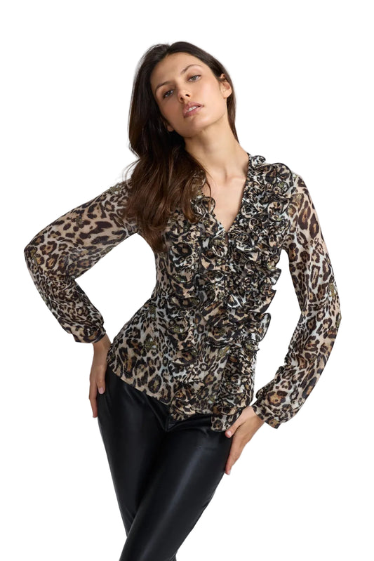 Ruffle Mesh Blouse