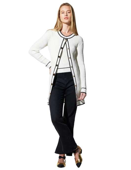 Pointelle Knit Long Cardigan