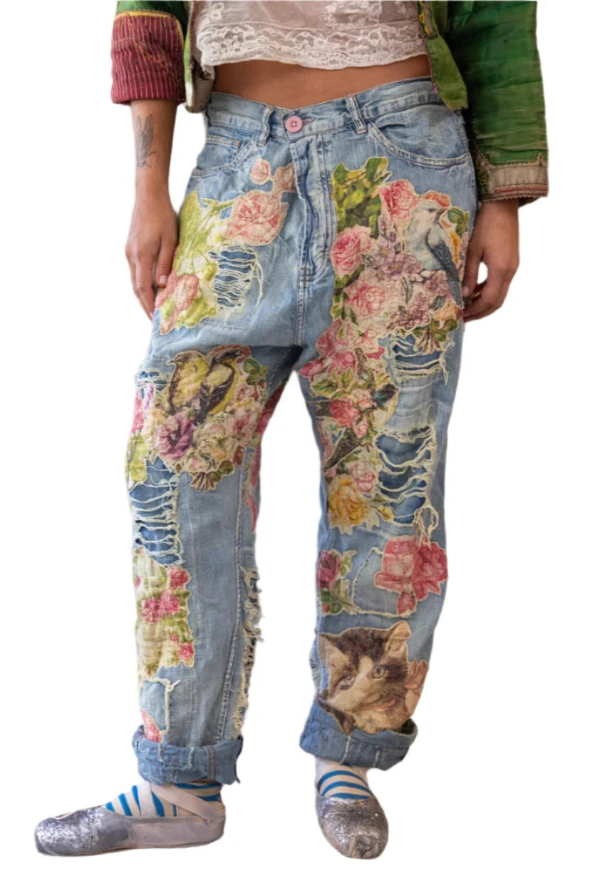 Floral Applique Miner Denims