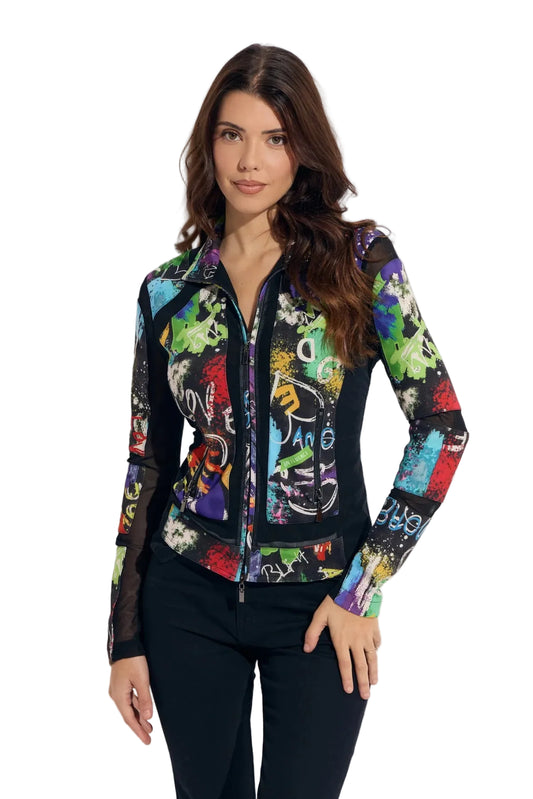 Print Splatter Zip Scuba Jacket