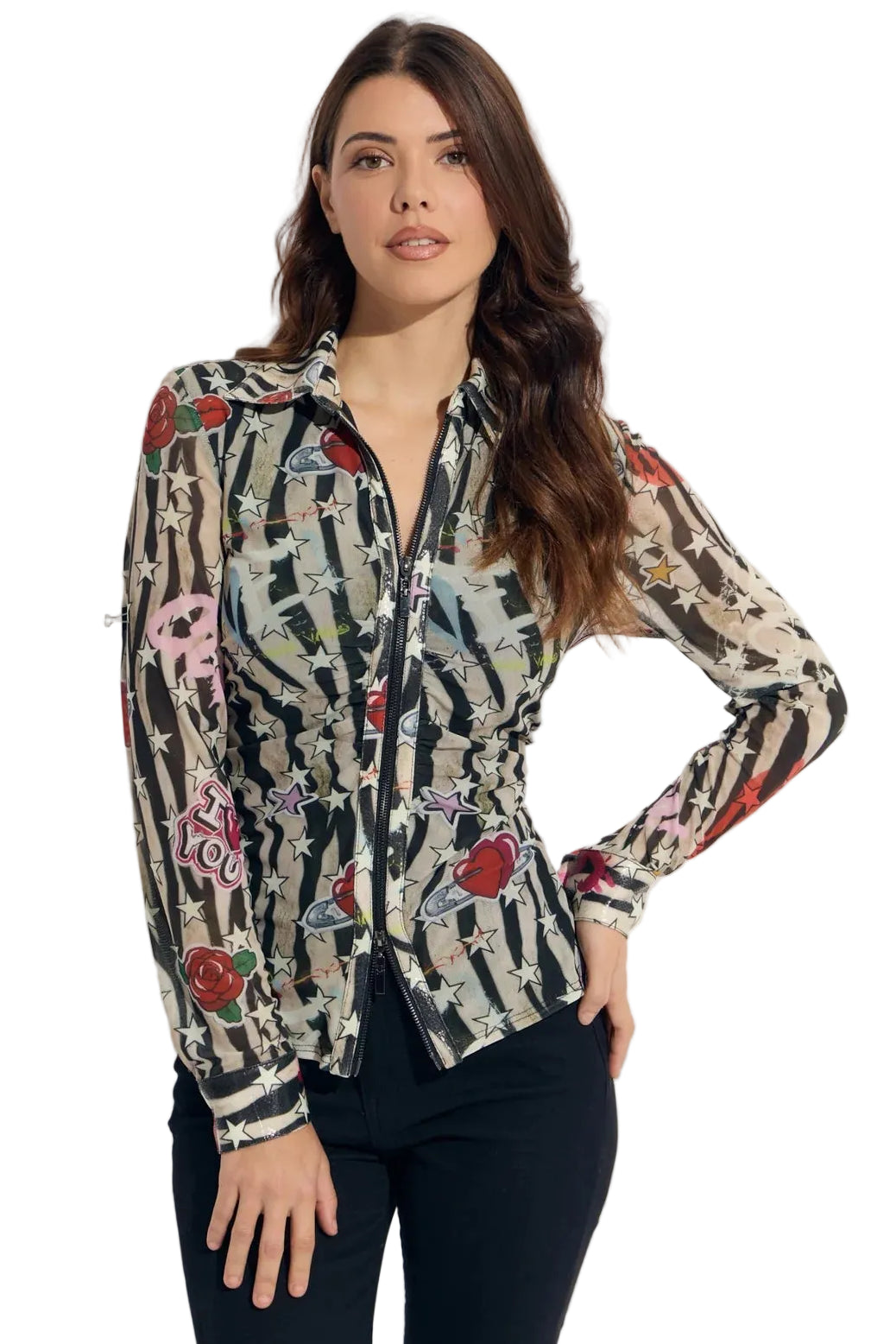 Tiger/Star Zip Rushed Shirt