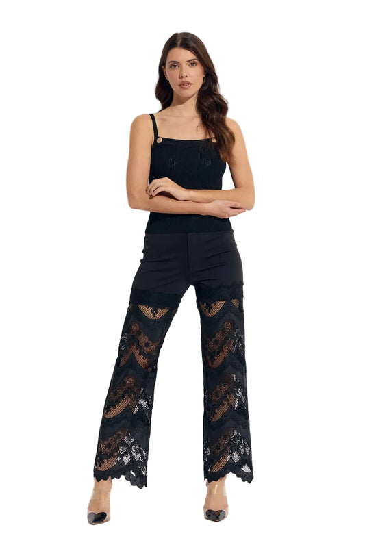 Scalloped Lace Scuba Combo Pants
