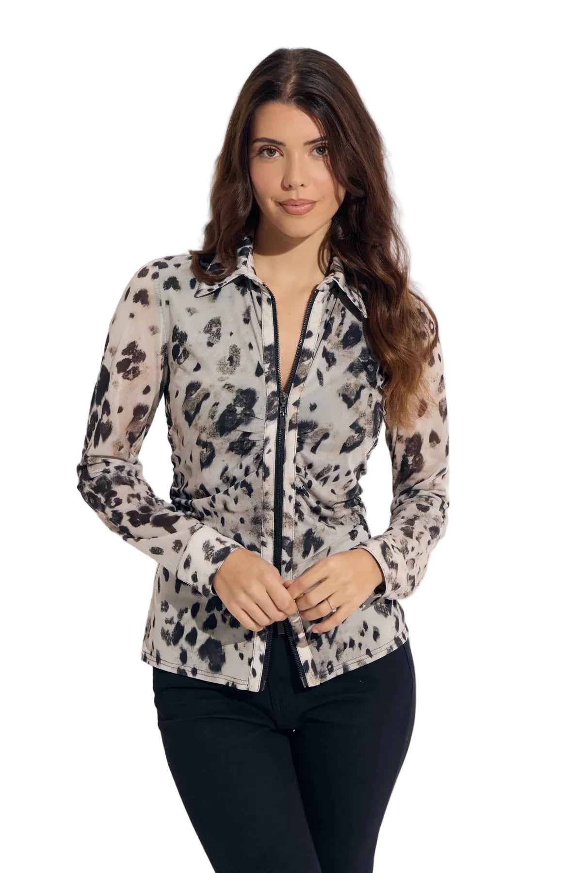 Cheetah Zip Mesh Shirt