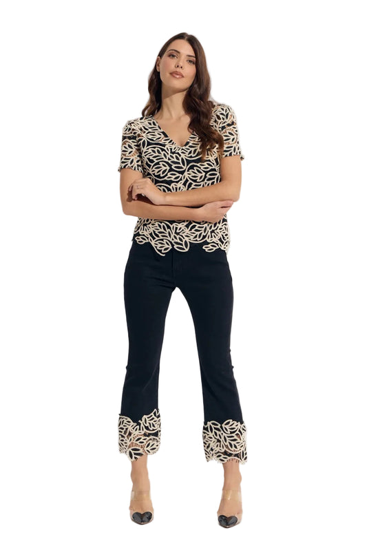 Crochet Trim Cropped Jeans