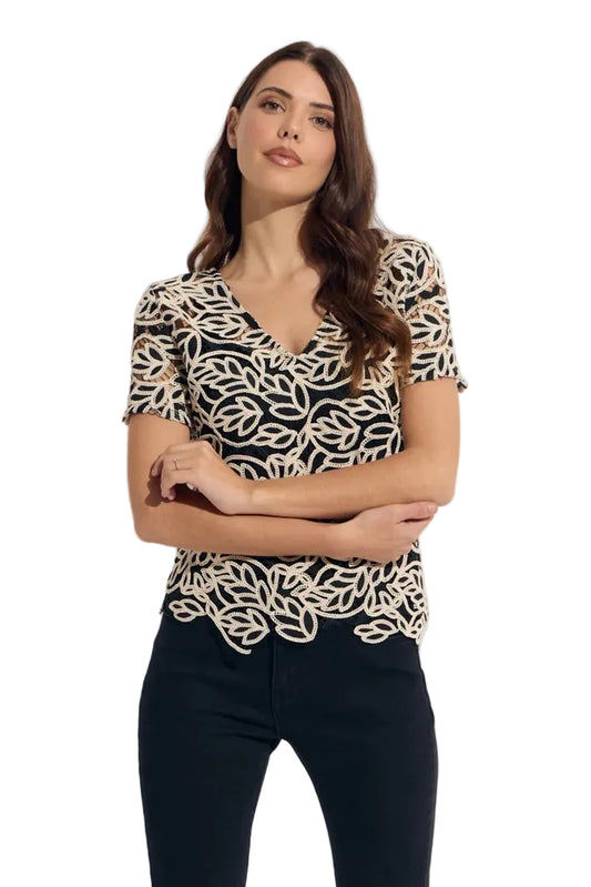 2pc Crochet V-Neck S/S Top with Tank
