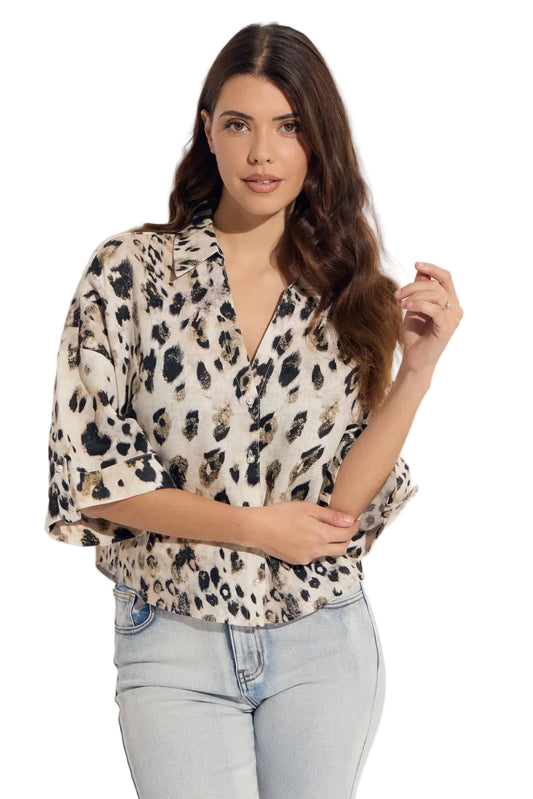 Cheetah Viscose Oversize Button Down Shirt