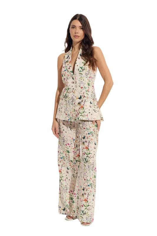 Lion/Seashell Button Down Sleeveless Halter Vest