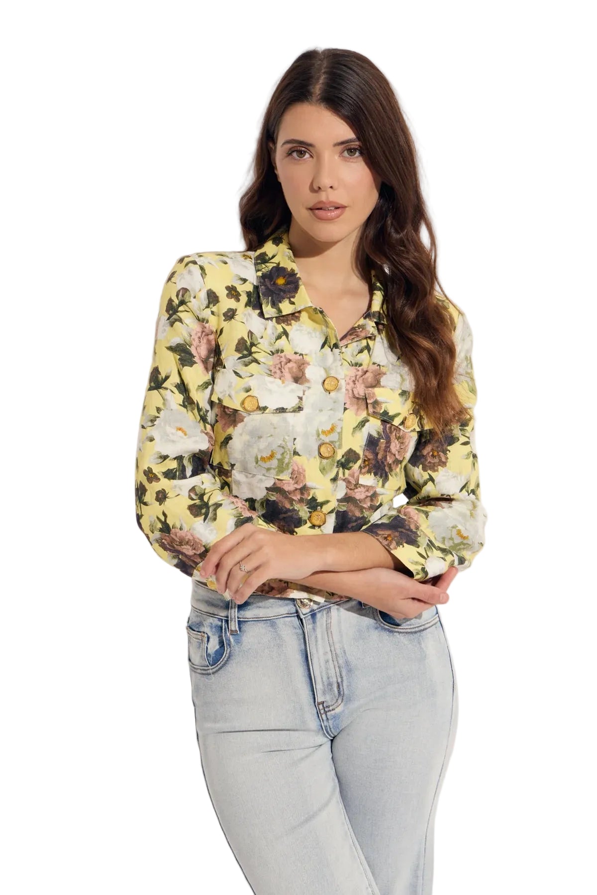 Yellow/Rose Viscose Short Jacket
