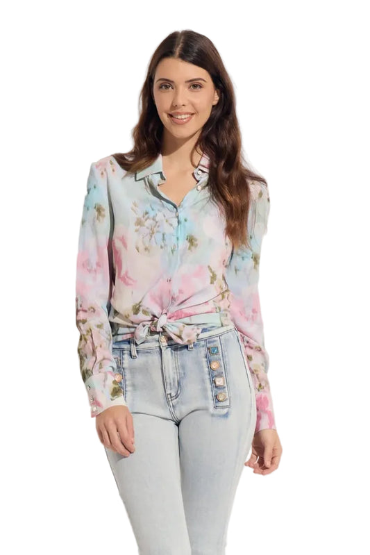 Pastel Viscose Button Down Blouse