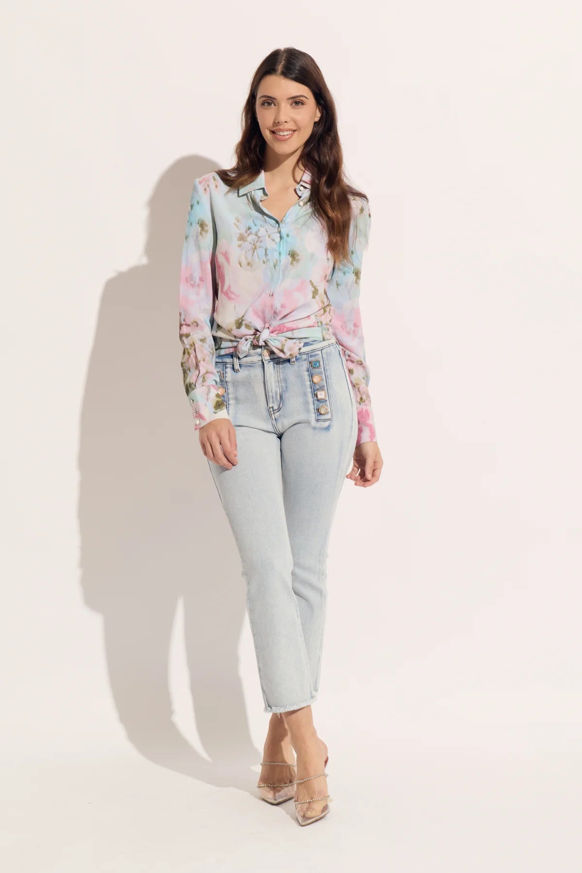 Pastel Viscose Button Down Blouse
