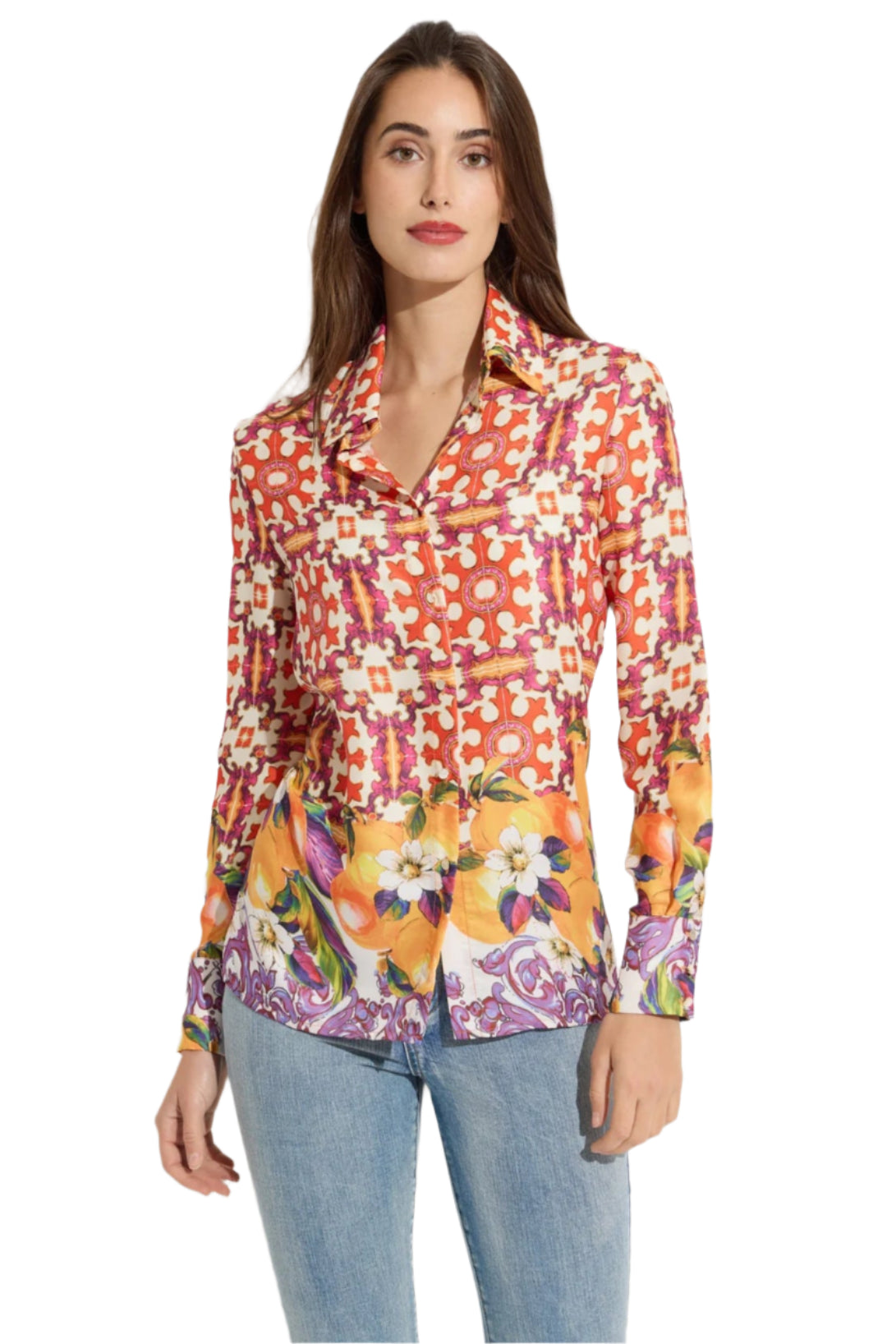 Floral Print Button Down Blouse