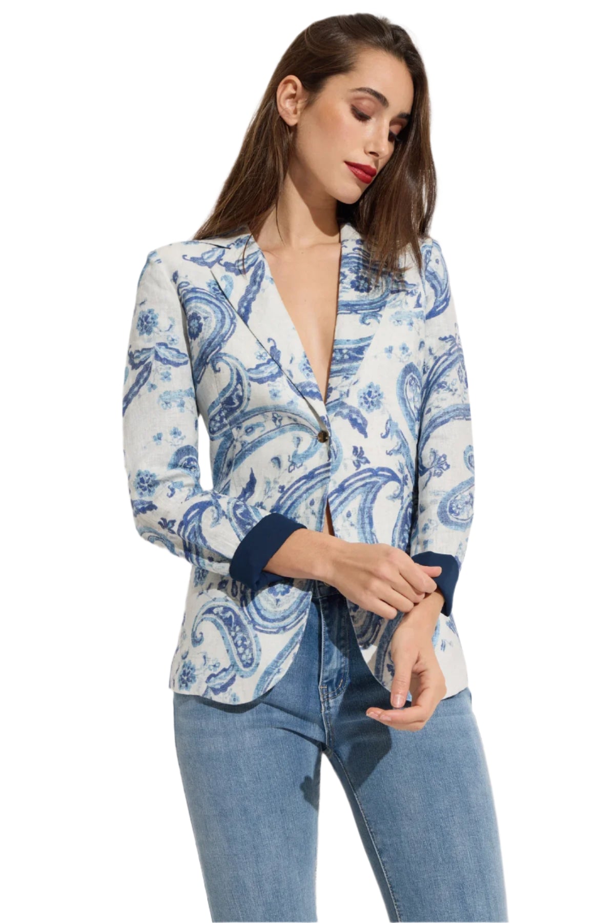 Paisley One Button Viscose Blend Blazer