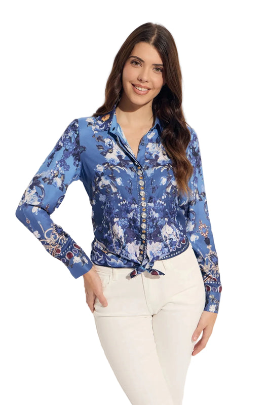 Jewel/Floral Button-Down Shirt