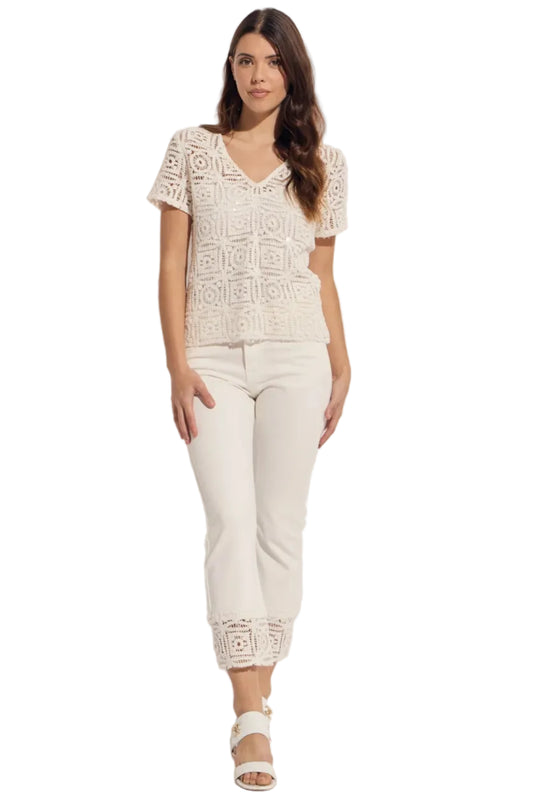 Crochet Trim Cropped Jeans