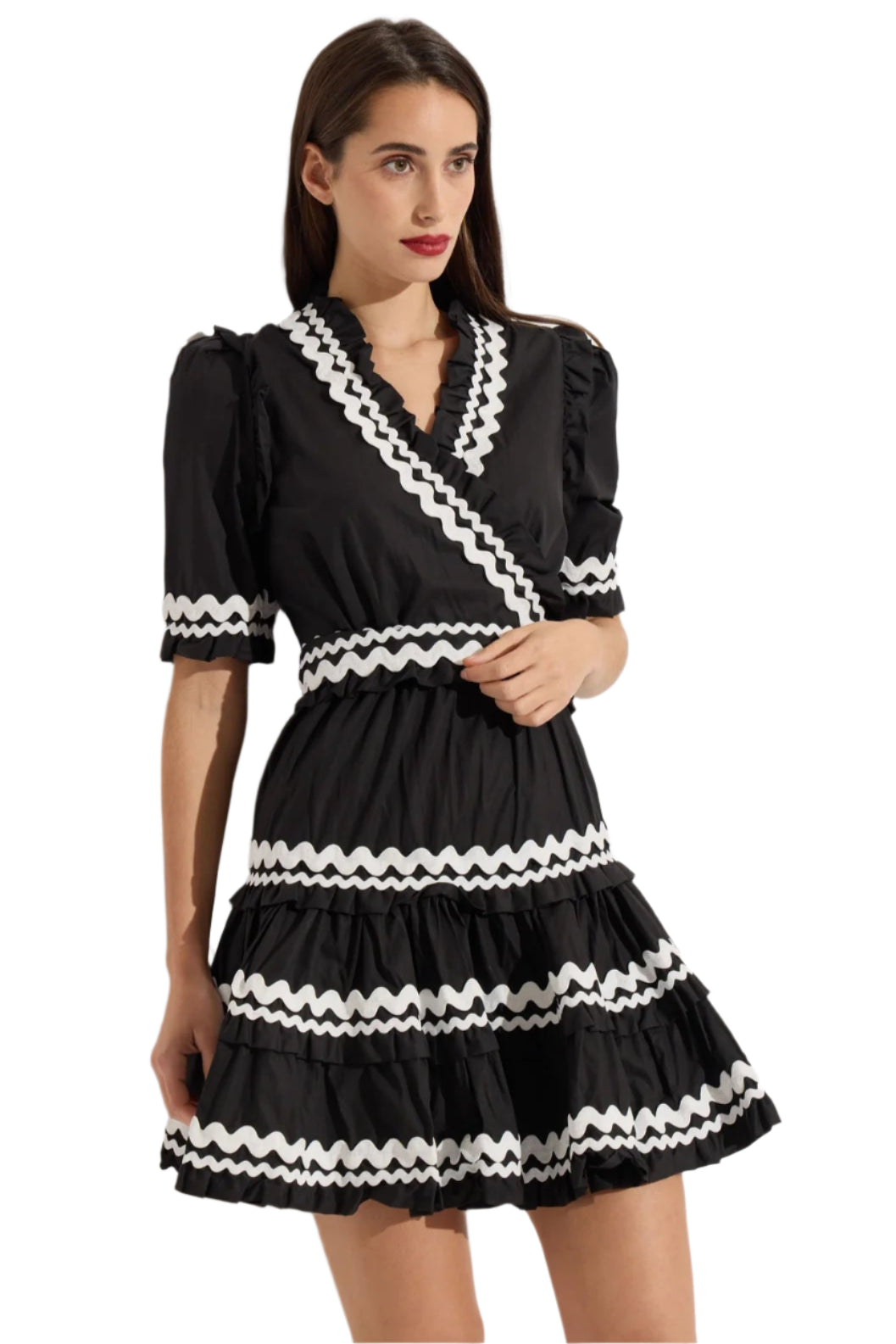 Rick Rack Short Sleeve Short Dress