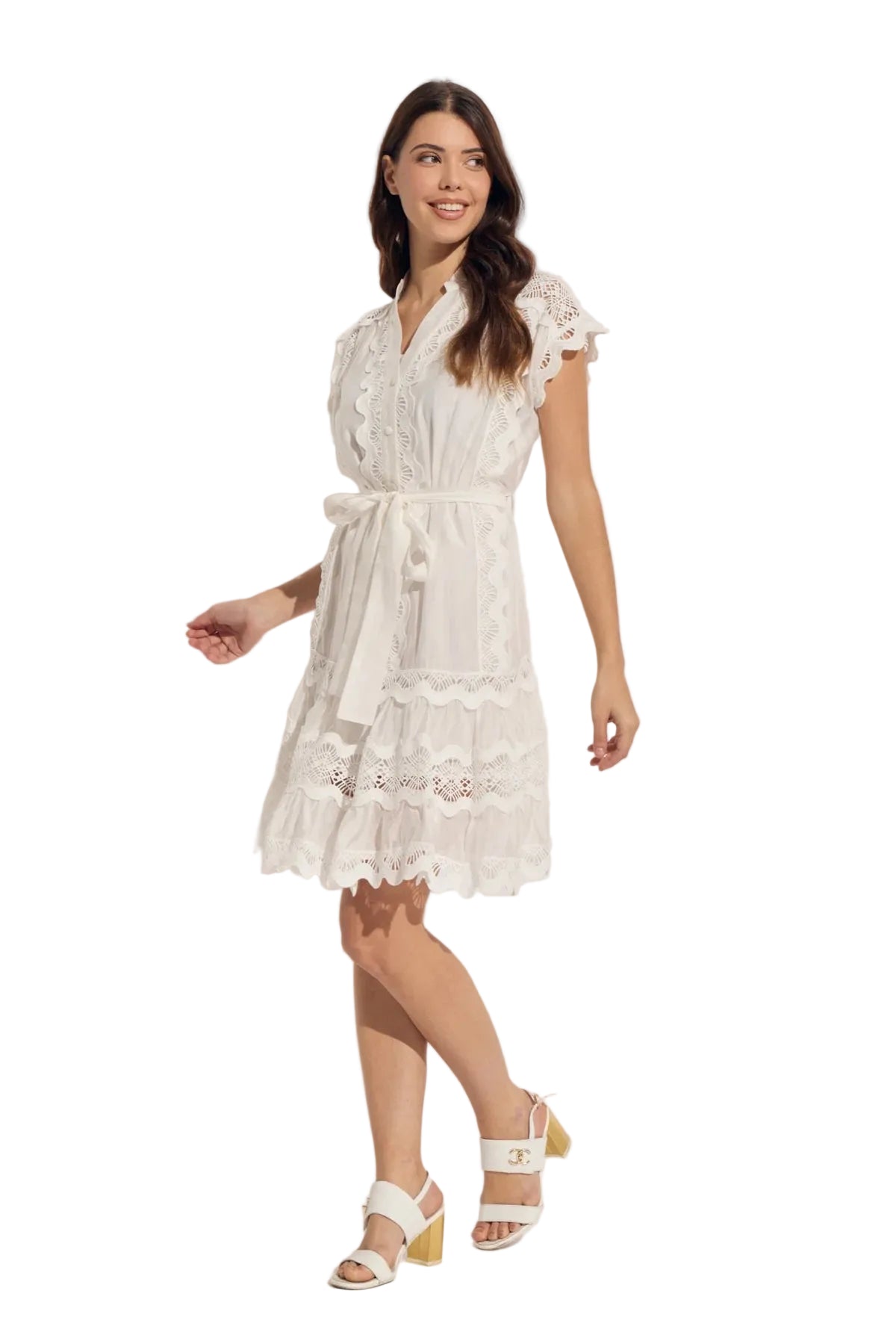 Vertical Wiggle Short Dress with Slip