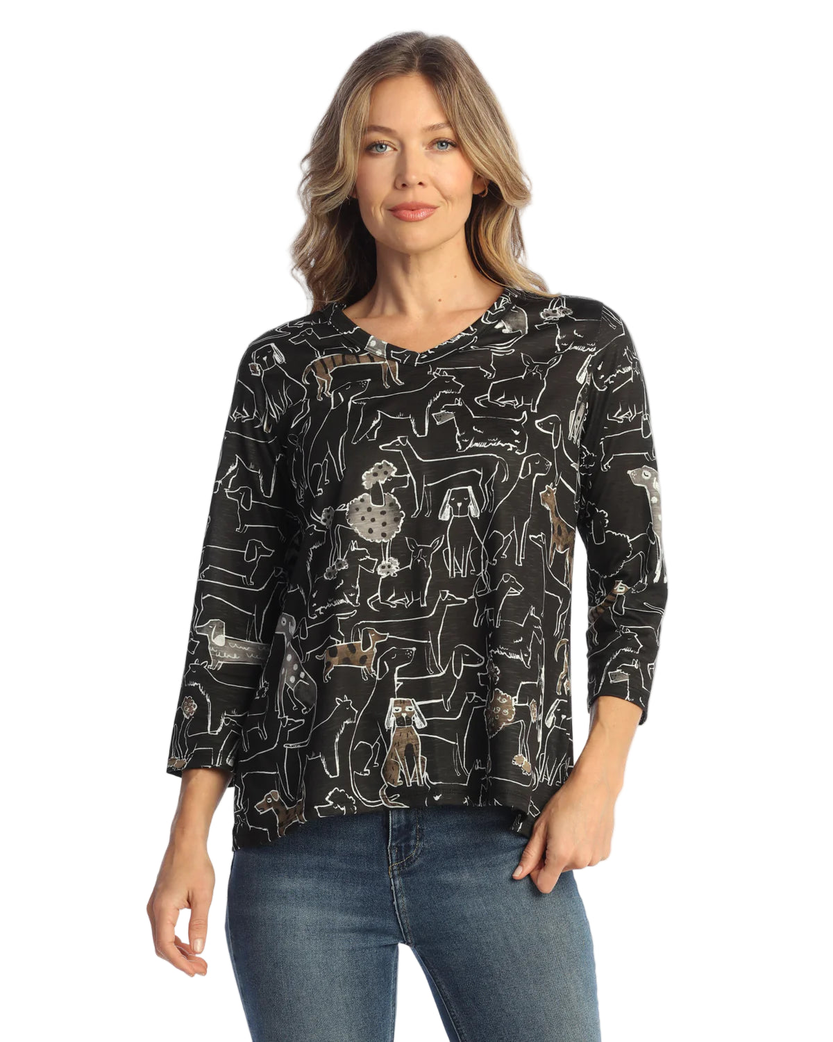 V-Neck Top with Side Slit - Paw Pals