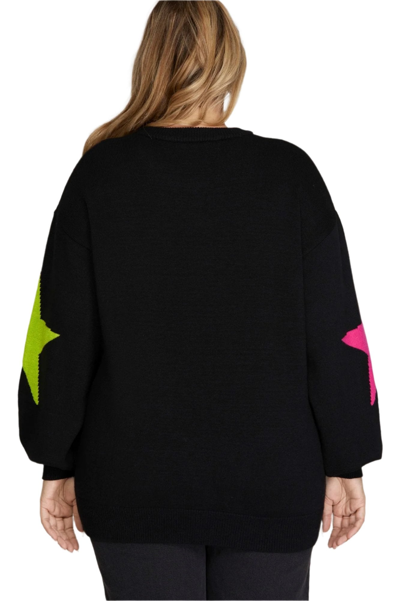 Sweater with Star Pattern Sleeves