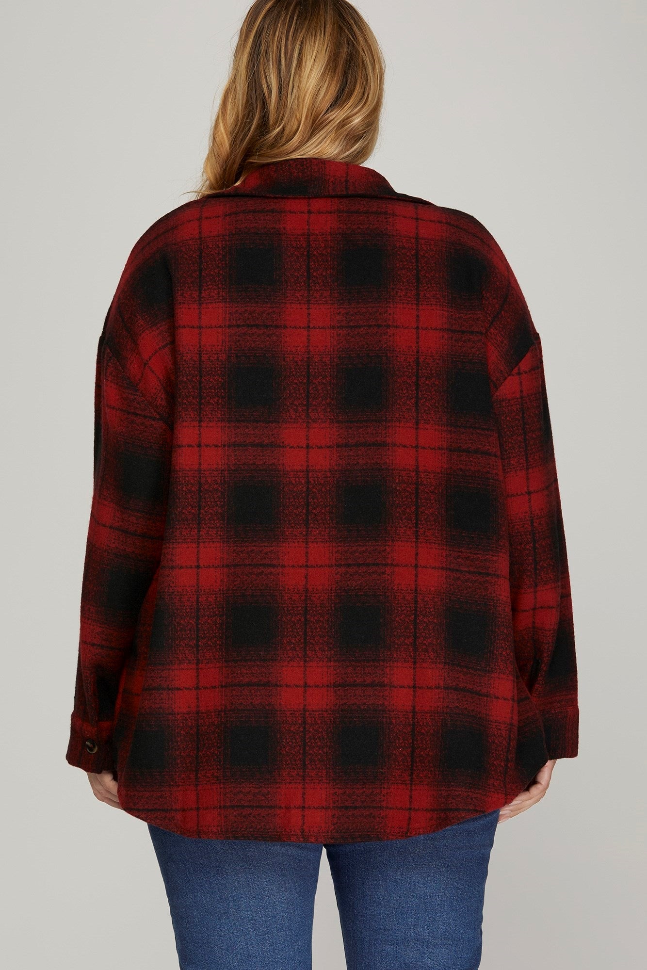 Long Sleeve Button Down Plaid Shacket