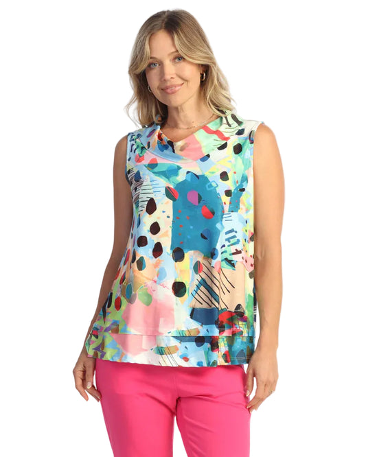 Quill Texture Cowl Neck Sleeveless Top - Mod