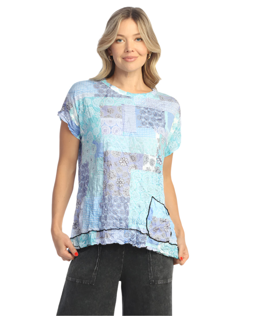 Crushed S/S Top with Pocket, - Lisbon