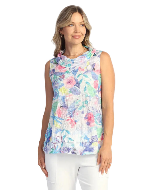 Crushed Cowl Neck Sleeveless Top - Camelia