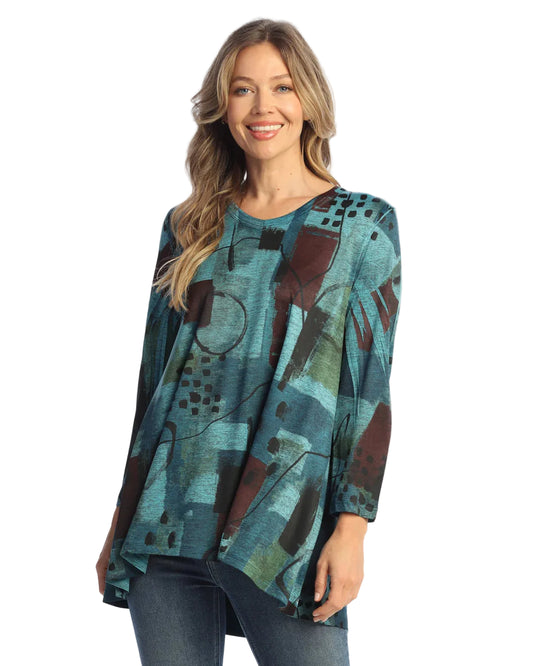 Slinky Like Knit Hi-Low Tunic Top - Lumina