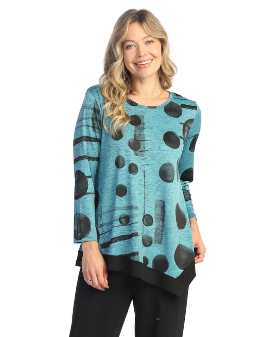 Slinky Asymmetric Tunic with Contrast - Melody