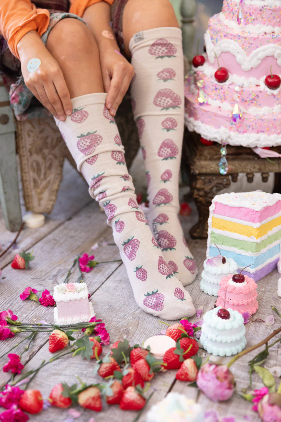 Strawberry OTK Socks