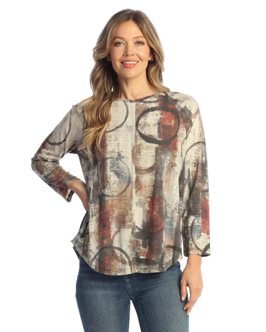 3/4 Slv Round Neck Front Seam Top - Edition