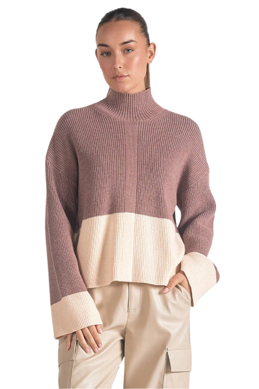 Mock Neck Colorblock Sweater