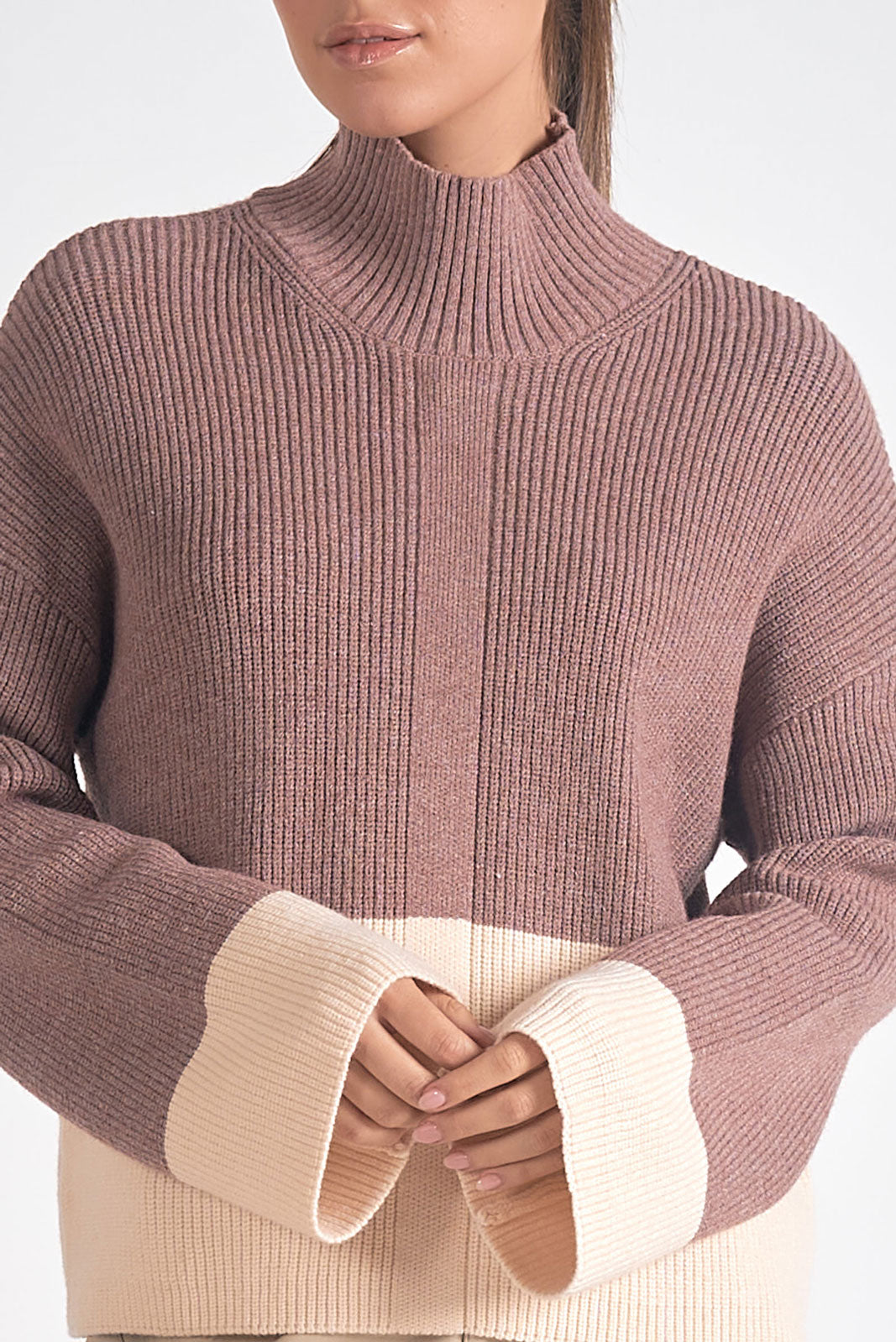 Mock Neck Colorblock Sweater