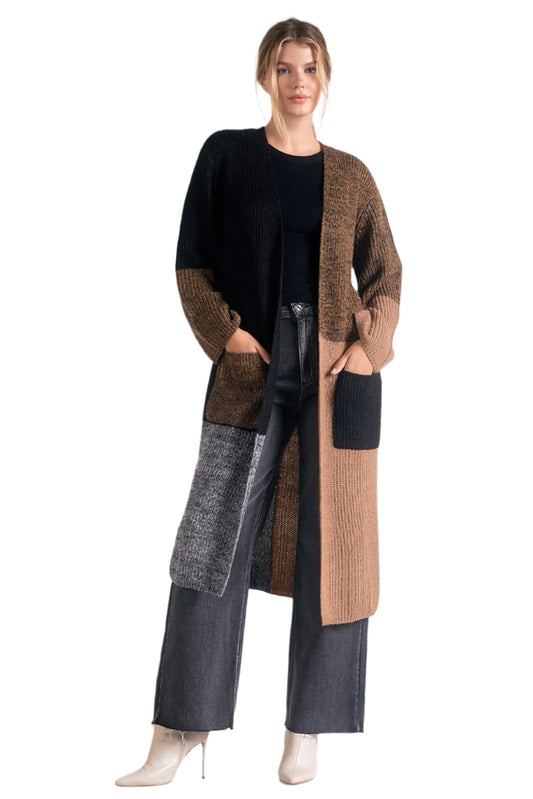 Kitson Colorblock Long Cardigan