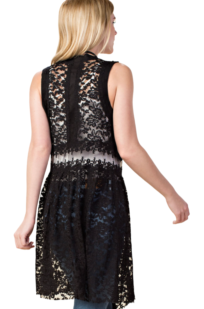 Open Front Lace Vest