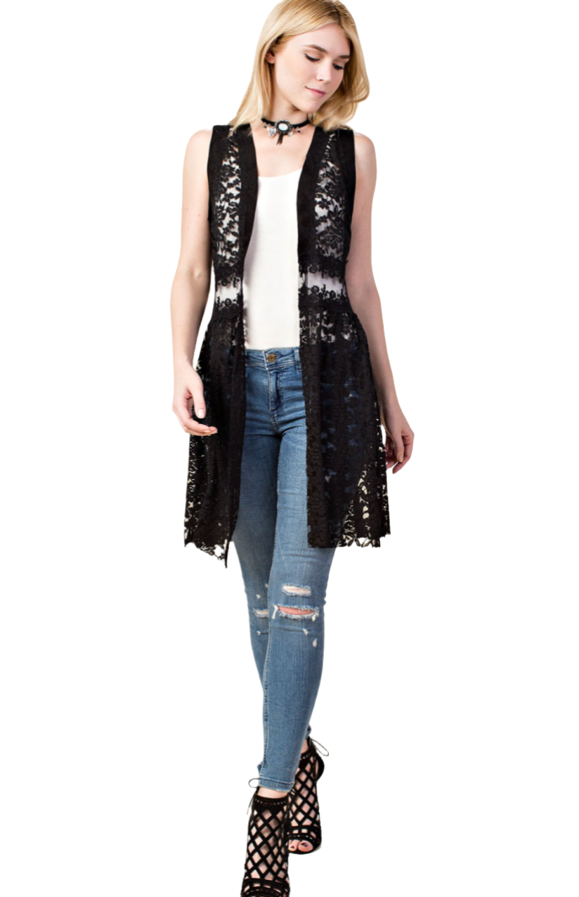 Open Front Lace Vest