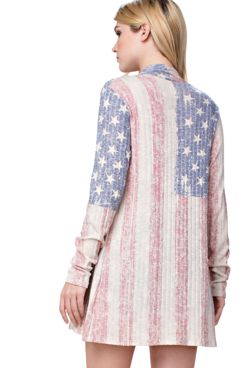 Flag Sublimation Cardigan with Stones