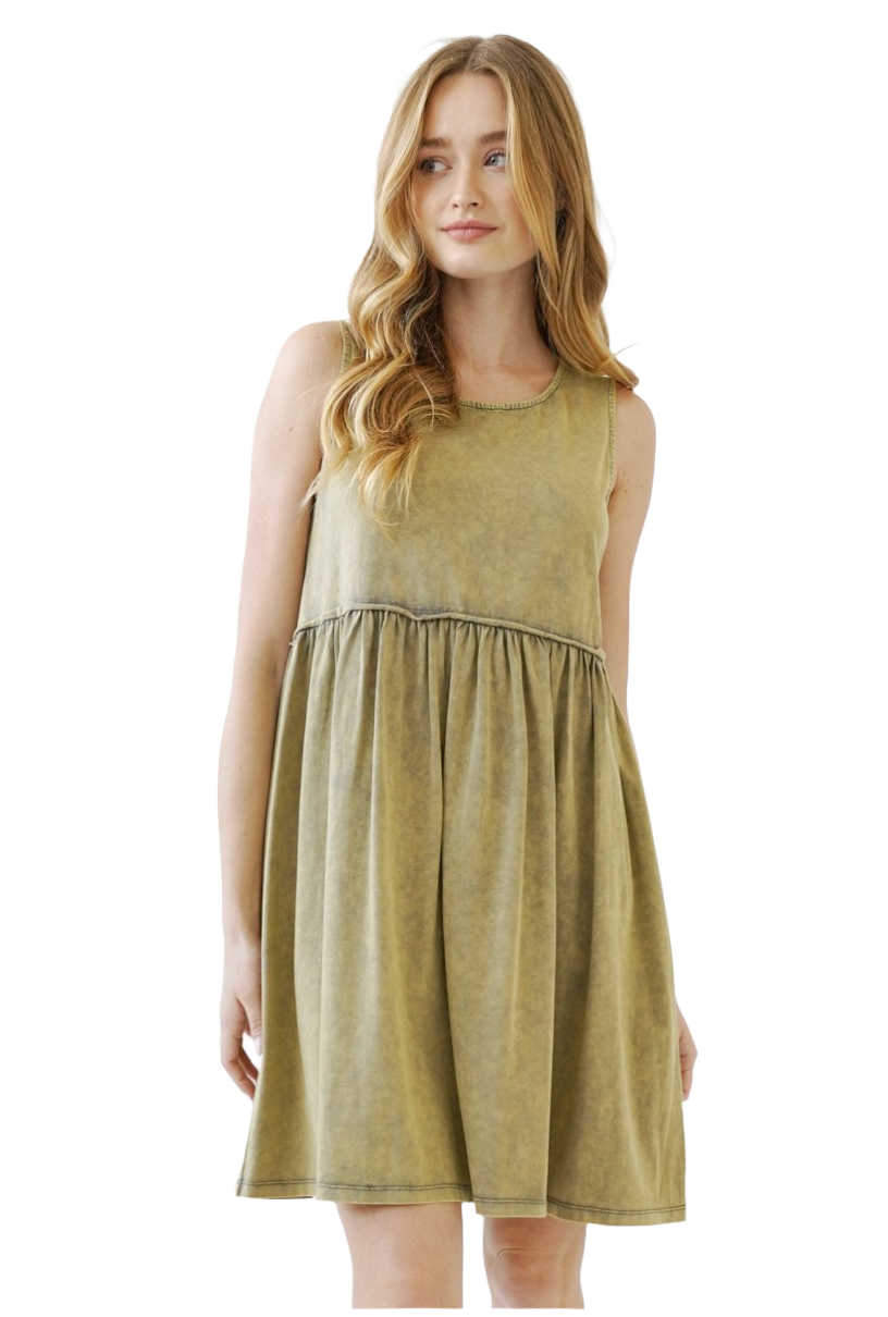 Washed Babydoll Sleeveless Dress