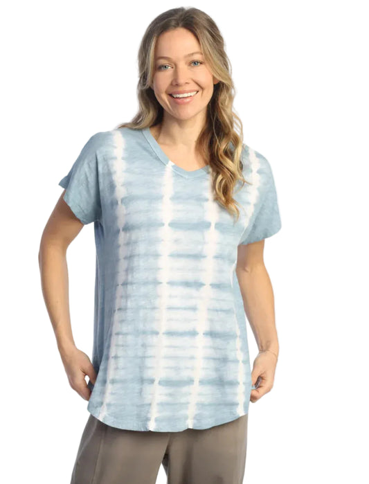 Mineral Washed 100% Cotton S/S Top - Linear