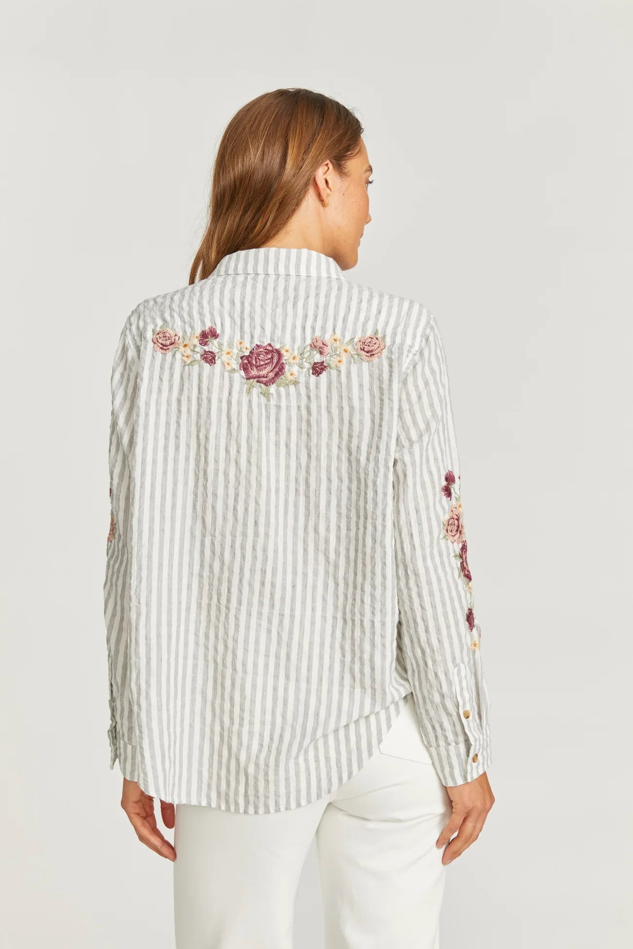 Striped Button Down X Rose