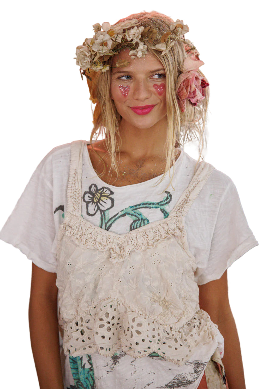 Olive Eyelet Ruffle Cami